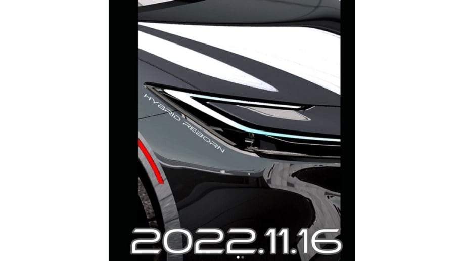 A teaser image Toyota posted to Instagram that shows a drawing of one headlight of the next-generation Prius