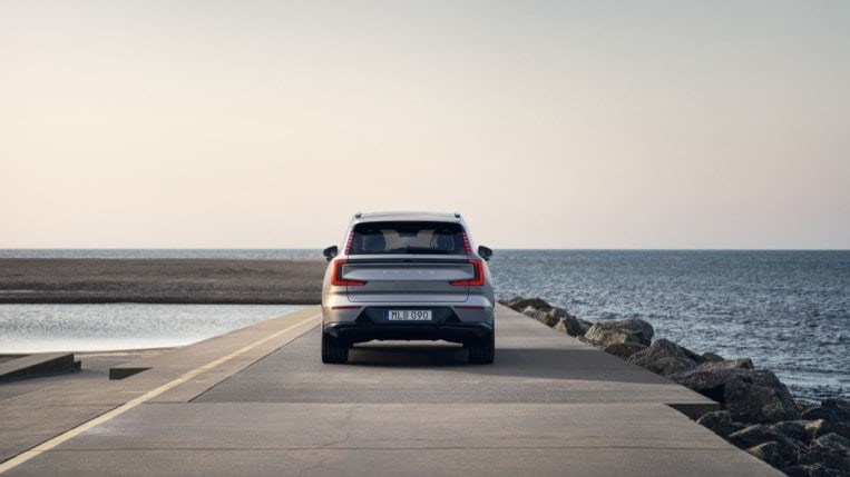 The 2024 Volvo EX90 seen from the rear