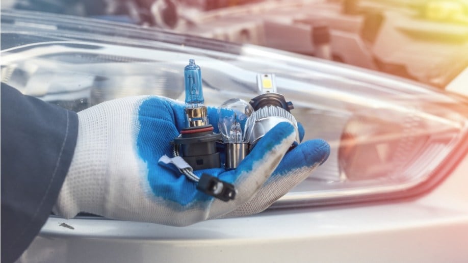 A handful of various headlight bulbs.
