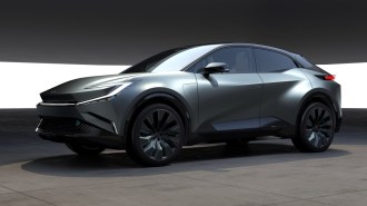 The Toyota bZ Compact SUV Concept from a front quarter angle