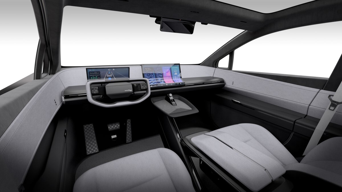 A rendering of the cabin of the Toyota bZ Compact SUV Concept