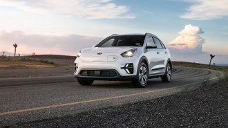 The 2020 Kia Niro EV seen from a front quarter angle