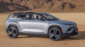 A front-side view of the 2023 Fisker Ocean electric vehicle