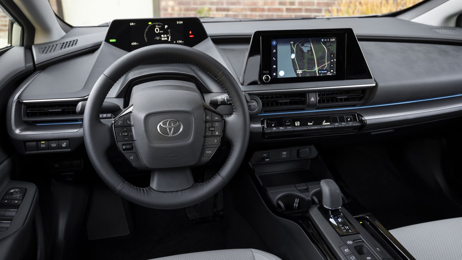 The interior of the totally redesigned 2023 Toyota Prius.