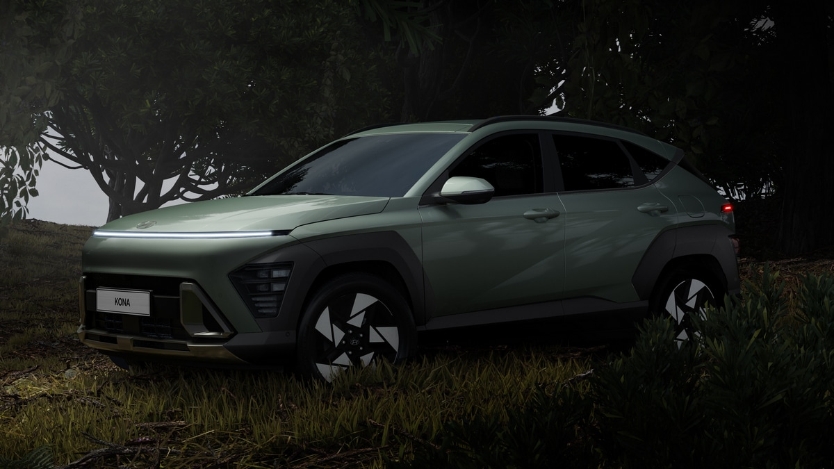 2024 Hyundai Kona Electric in the trees.