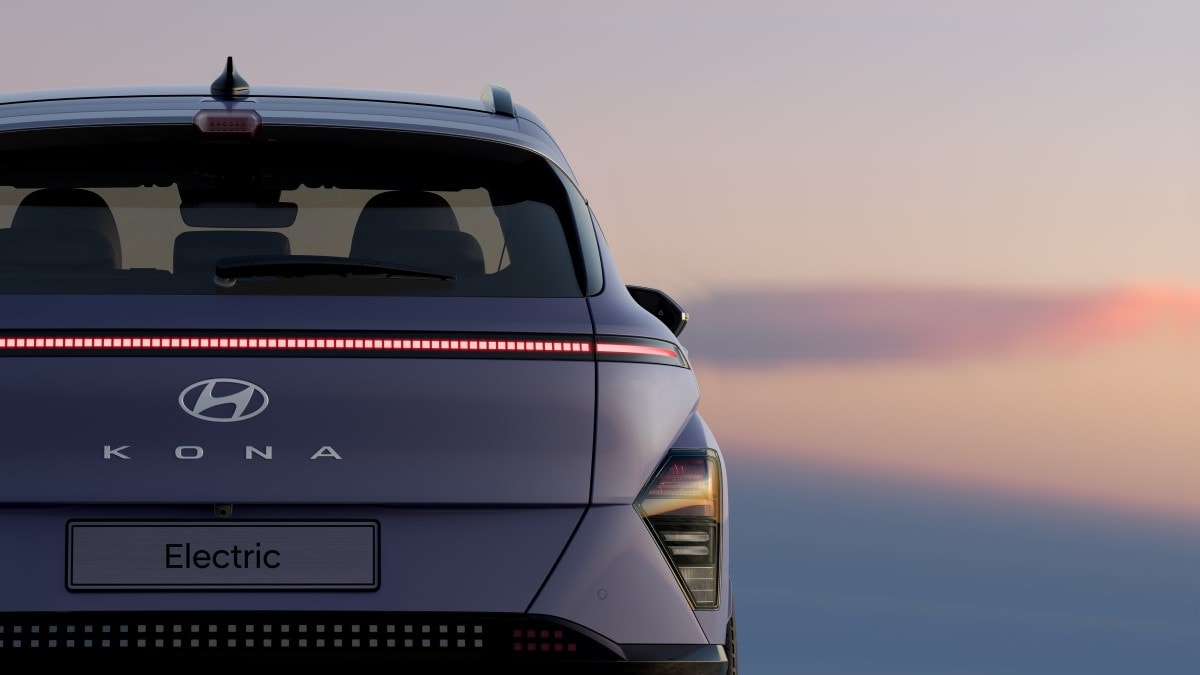 The 2024 Hyundai Kona from a rear angle