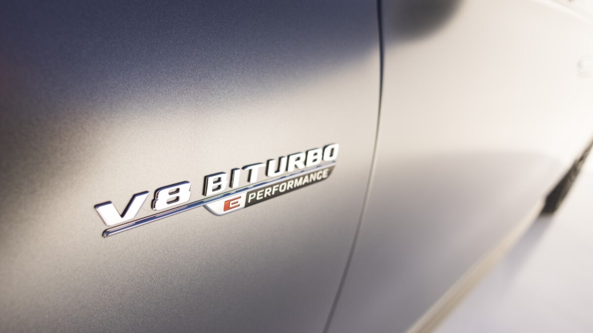 The badge of the 2024 Mercedes-AMG S 63 E Performance