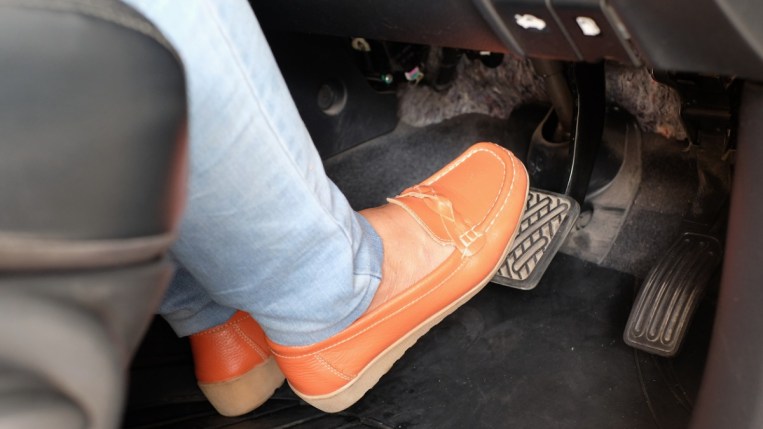 foot on brake pedal