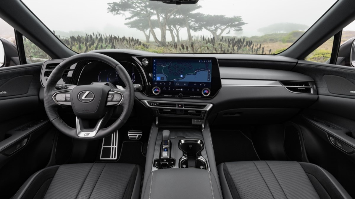 The interior of the 2023 Lexus RX 500h F Sport Performance AWD