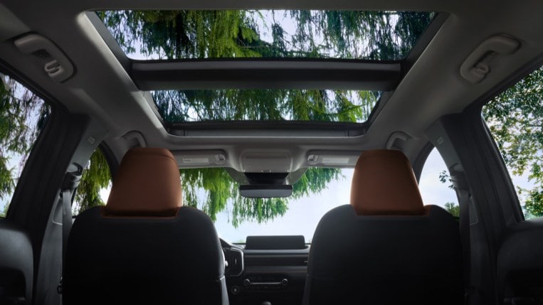 The sliding panoramic moonroof of the 2023 Mazda CX-50
