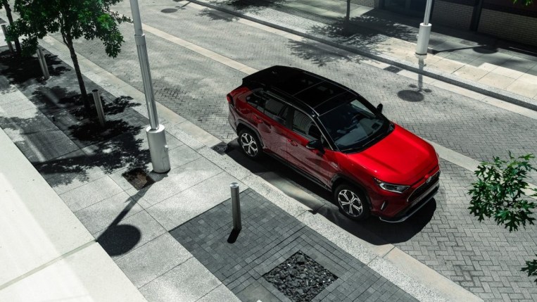 The 2023 Toyota RAV4 Prime in a two-tone color scheme