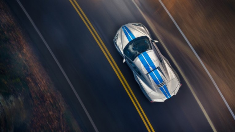 The 2024 Chevrolet Corvette E-Ray seen from overhead