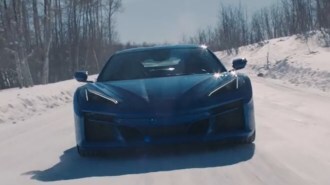 A still from a teaser video showing the 2024 Chevrolet Corvette E-Ray hybrid