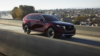 The 2024 Mazda CX-90 seen from a front quarter angle