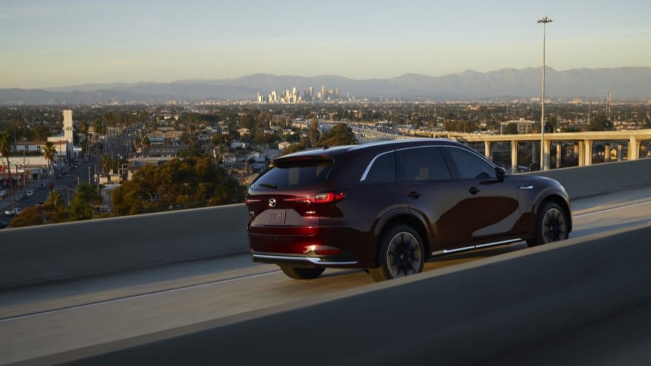 The 2024 Mazda CX-90 seen from a rear quarter angle