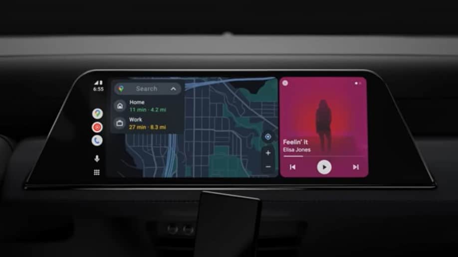 An update to Android Auto creates a new split-screen view so users can spend less time scrolling through menus