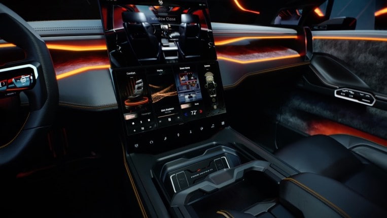 The interior of the Ram 1500 Revolution electric truck concept