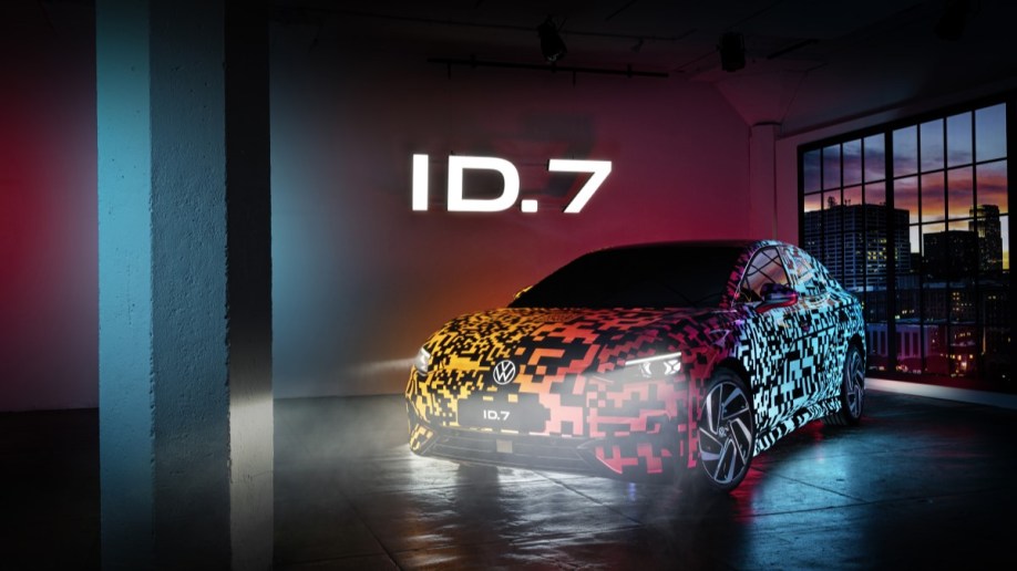 The upcoming Volkswagen ID.7 seen at the 2023 Consumer Electronics Show