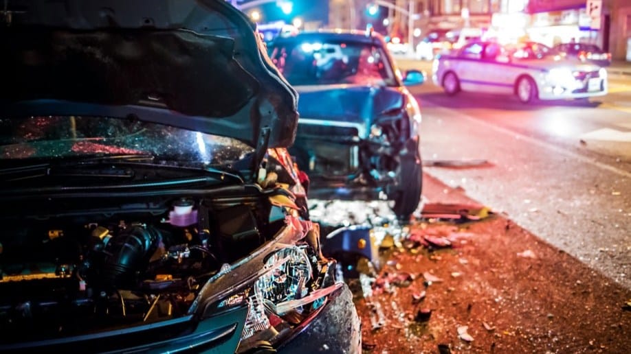 Damaged cars in the aftermath of an accident