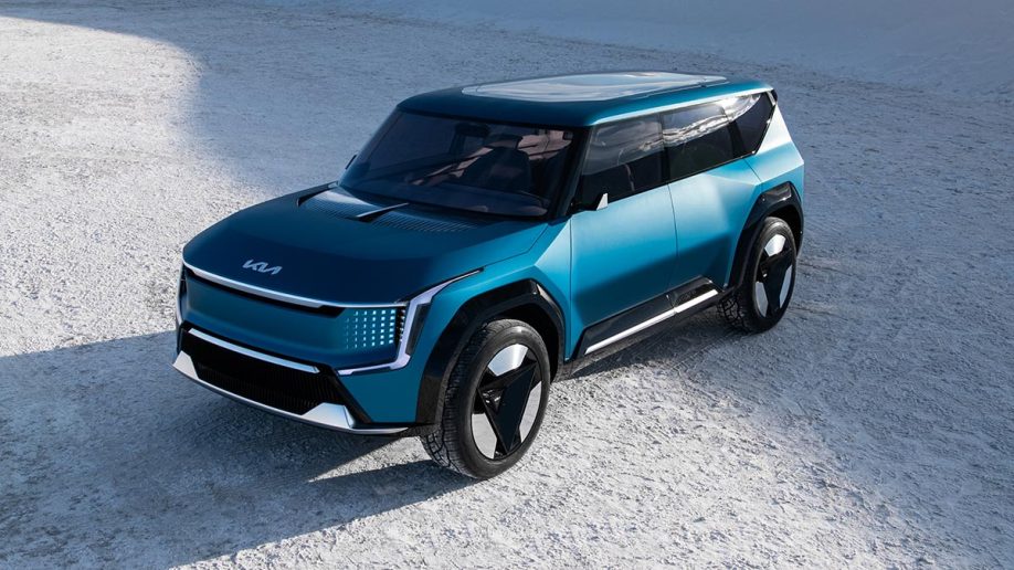 Kia EV9 in blue. 