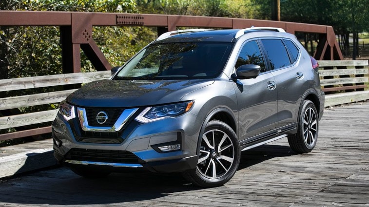 2018 Nissan Rogue in charcoal gray.