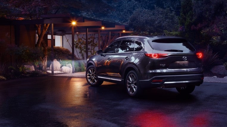 The 2020 Mazda CX-9 seen from a rear quarter angle