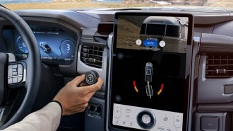 Trailer backup assist display on console of 2022 Ford F-150 Lightning
