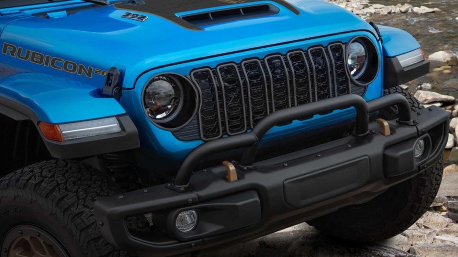 The grille of the The 2023 Jeep Wrangler Rubicon 392 20th Anniversary Edition