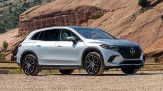 2023 Mercedes-EQ EQS SUV in silver.