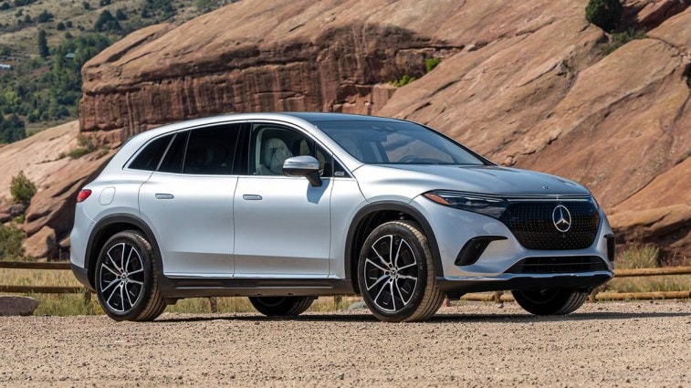 2023 Mercedes-EQ EQS SUV in silver.