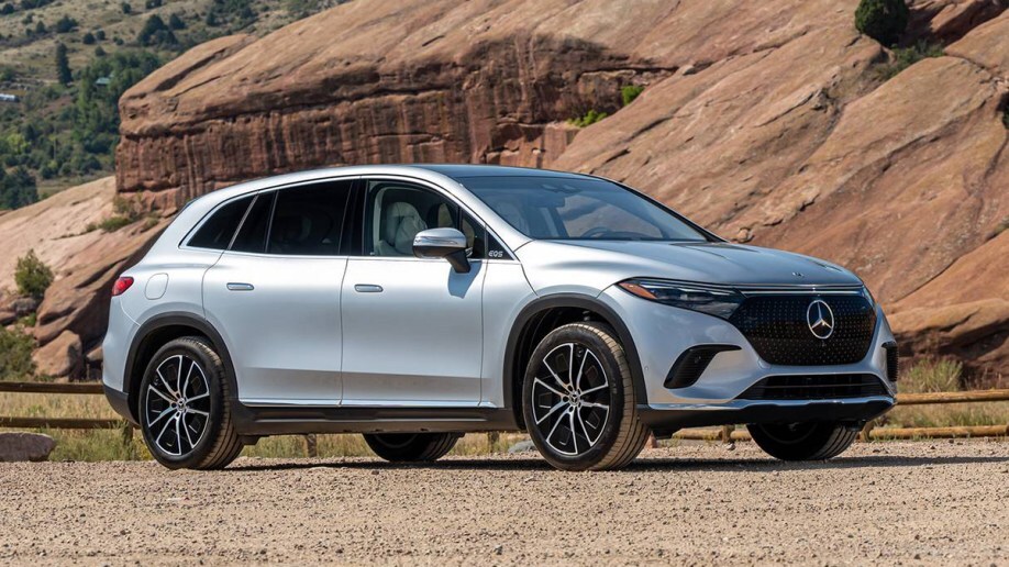 2023 Mercedes-EQ EQS SUV in silver.
