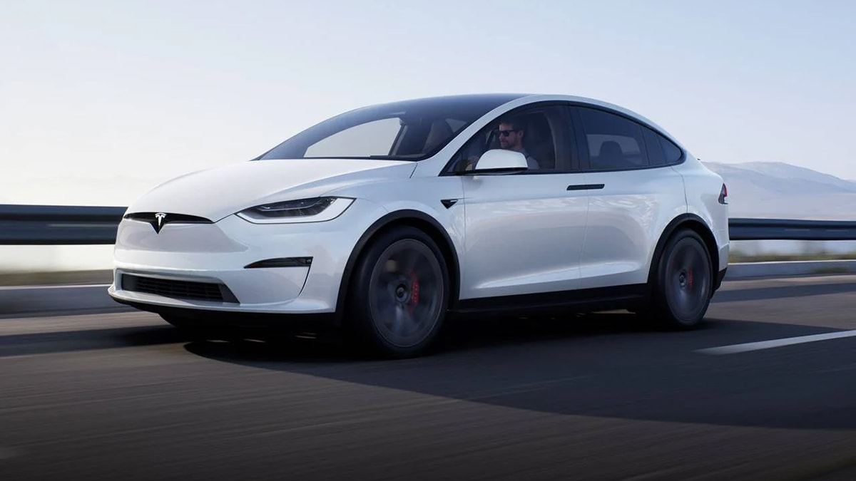 2023 Tesla Model X in white.