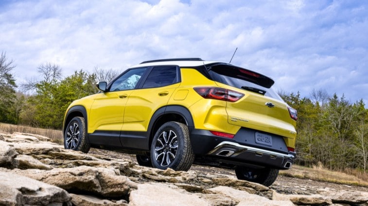 The 2024 Chevrolet Trailblazer seen from a rear quarter angle