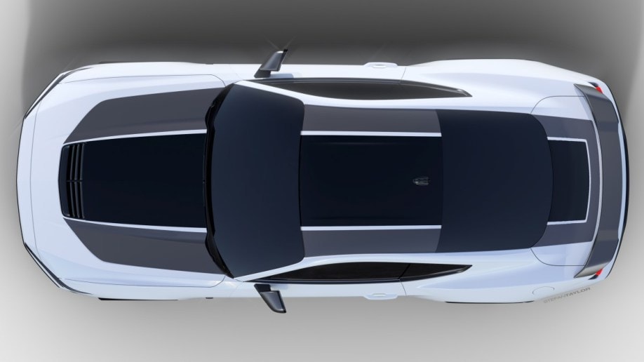 The 2024 Ford Mustang Dark Horse with painted stripes