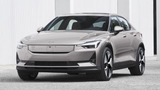 Front view of the 2024 Polestar 2 and its revised grille area