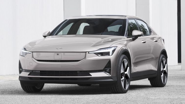 Front view of the 2024 Polestar 2 and its revised grille area