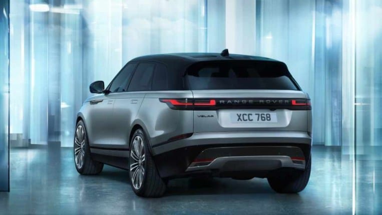 The 2024 Range Rover Velar seen from a rear quarter angle