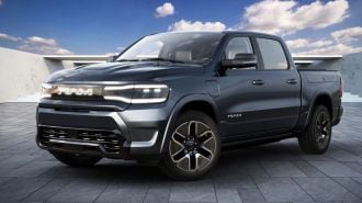Front view of the Ram 1500 REV electric truck