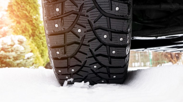 Studded tire in snow