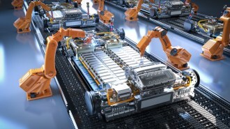 A 3D rendering of an electric vehicle battery factory