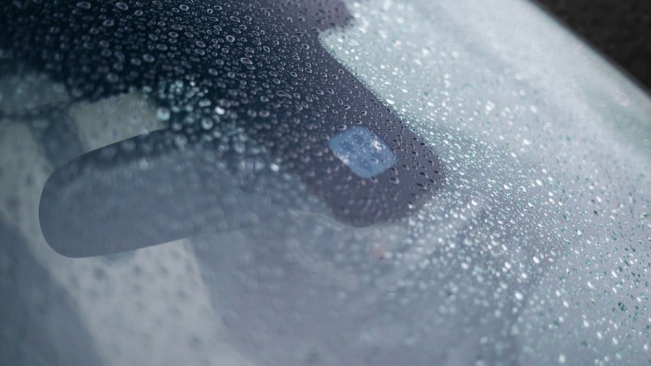 The rain sensor on a windshield