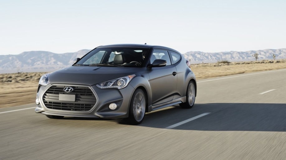 The 2013 Hyundai Veloster Turbo, seen from a front quarter angle