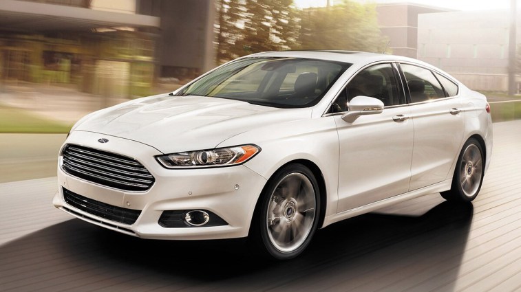 2014 Ford Fusion in white.