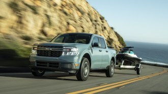 The Ford Maverick towing a small watercraft