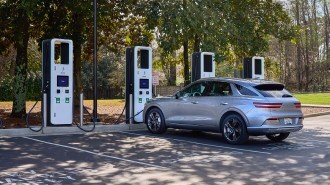 2023 Genesis Electrified GV70 in silver.