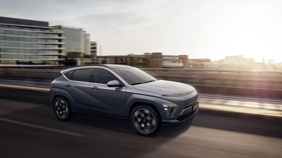 The 2024 Hyundai Kona Electric seen from a front quarter angle