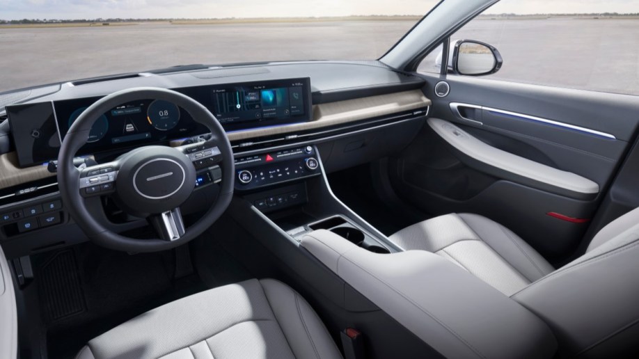 The grey and tan two-tone interior of the 2024 Hyundai Sonata