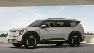 The 2024 Kia EV9 seen from a front quarter angle