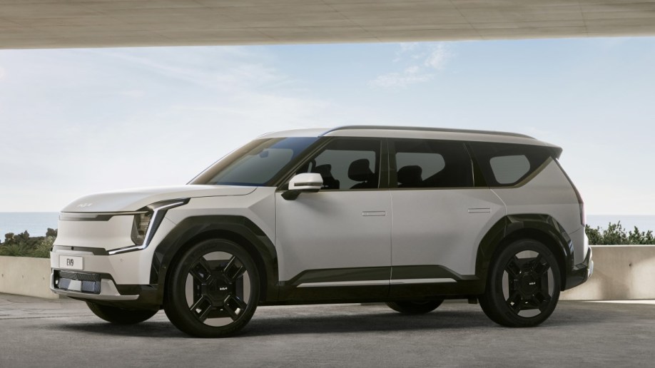 The 2024 Kia EV9 seen from a front quarter angle