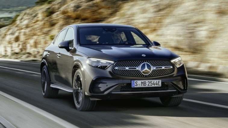 The 2024 Mercedes-Benz GLC Coupe seen from a front quarter angle
